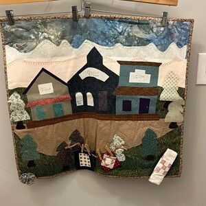 Quilted Wall Hanging Handmade Stitching Store Clothesline 27” x 24”